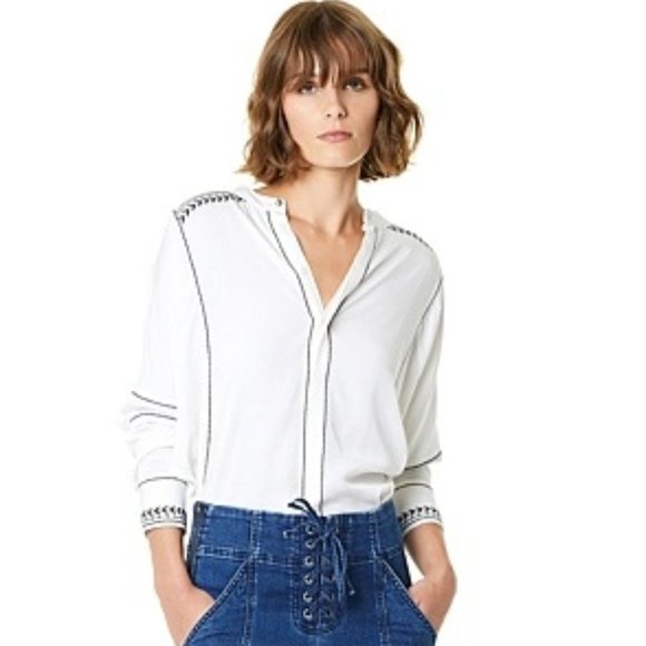 COUNTRY ROAD White Embroidered Panel Office Blouse Shirt RRP$179 - Picture 5 of 12